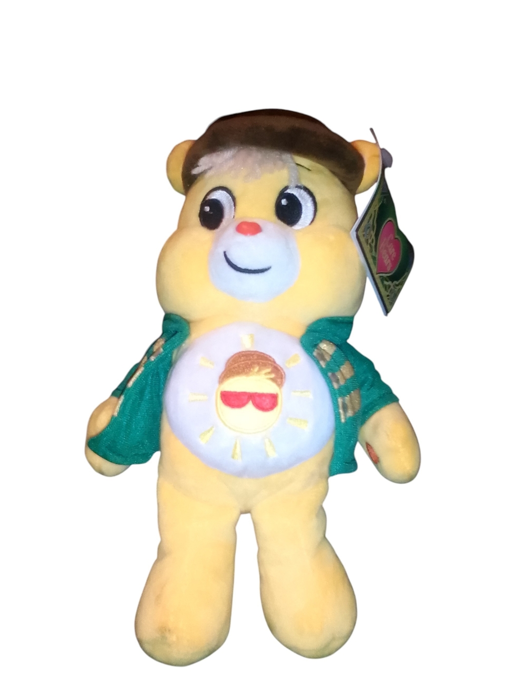 Yellow Sunny Bear Plush Toy with Green Jacket